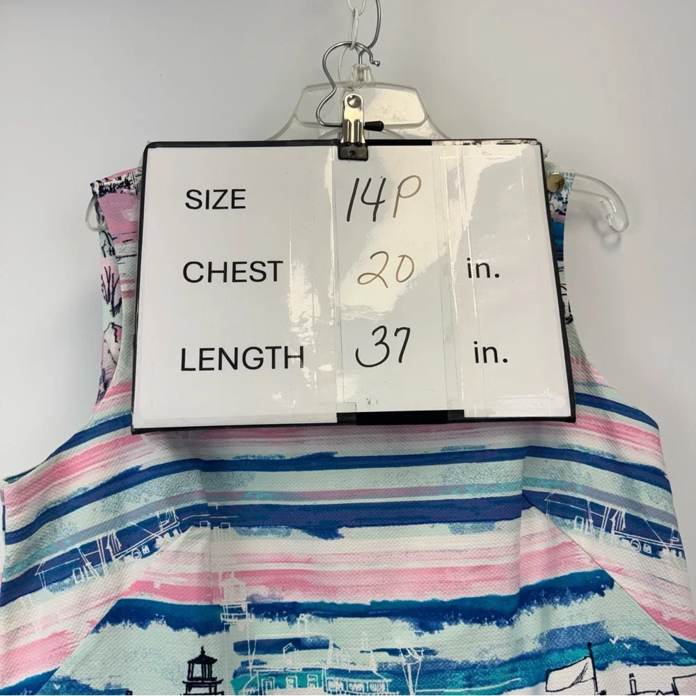 Talbots Seaside Harbor Sheath Dress Watercolor Print Women's‎ Size 14P